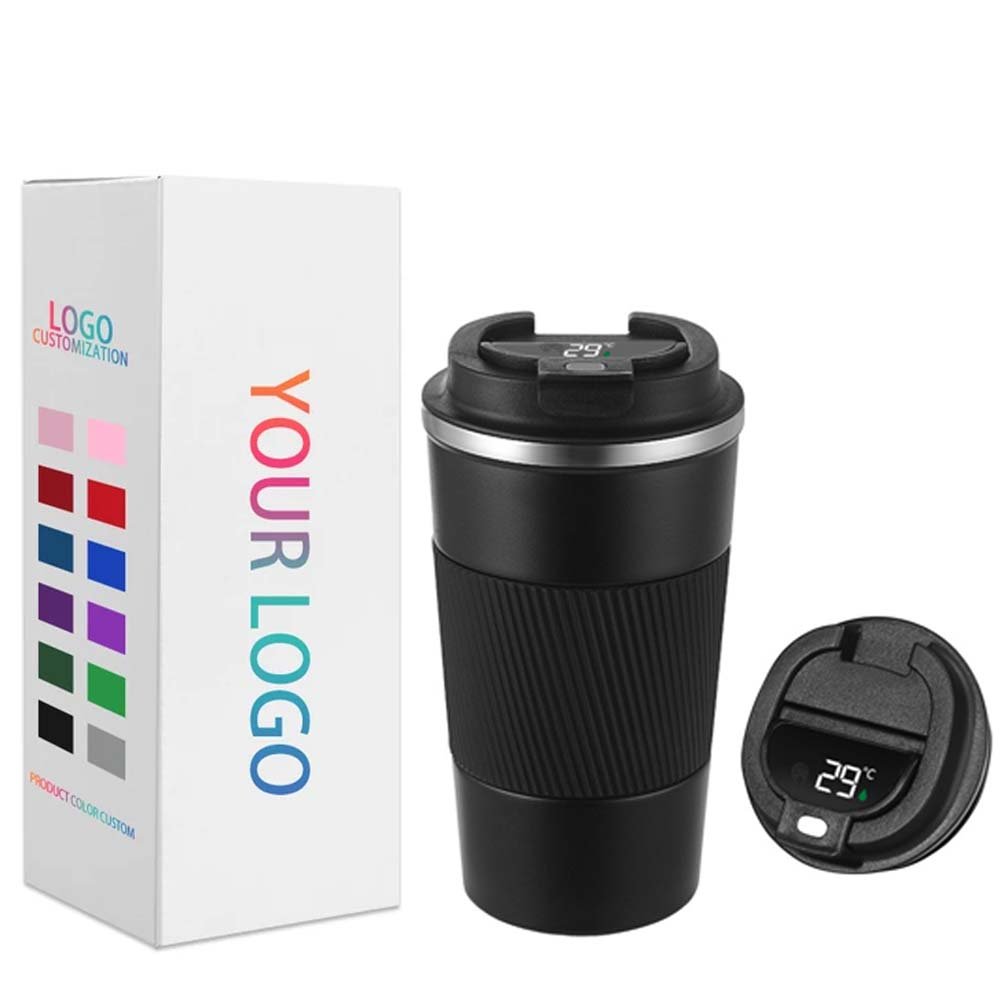 2024 New Custom Logo Portable Thermal Smart Water Bottle Digital Temperature Display Stainless Steel Travel Coffee Mug With Lid