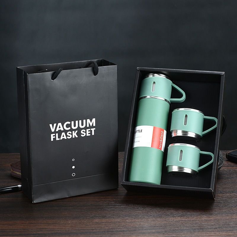 500ML Stainless Steel Vacuum Flask Gift Set Temperature Keeping Thermos Bottle Outdoor Hot Water Thermal Insulation Couple Cup