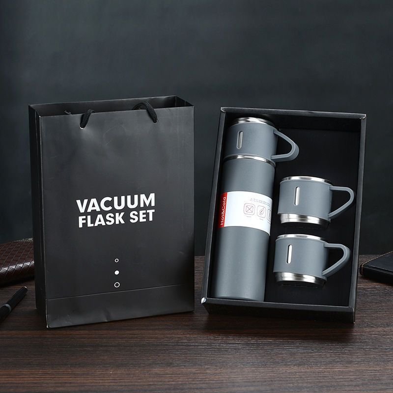 500ML Stainless Steel Vacuum Flask Gift Set Temperature Keeping Thermos Bottle Outdoor Hot Water Thermal Insulation Couple Cup