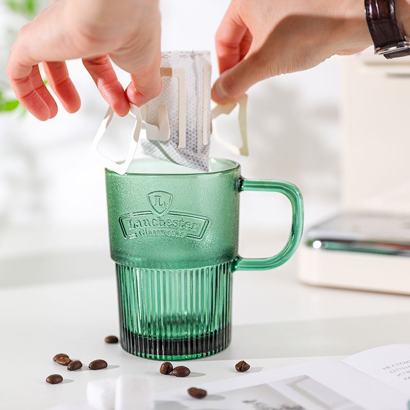 Nordic Ins Custom 420ml Drinking Tumbler Borosilicate Reusable Travel Coffee Glass Mug Cup With Straw
