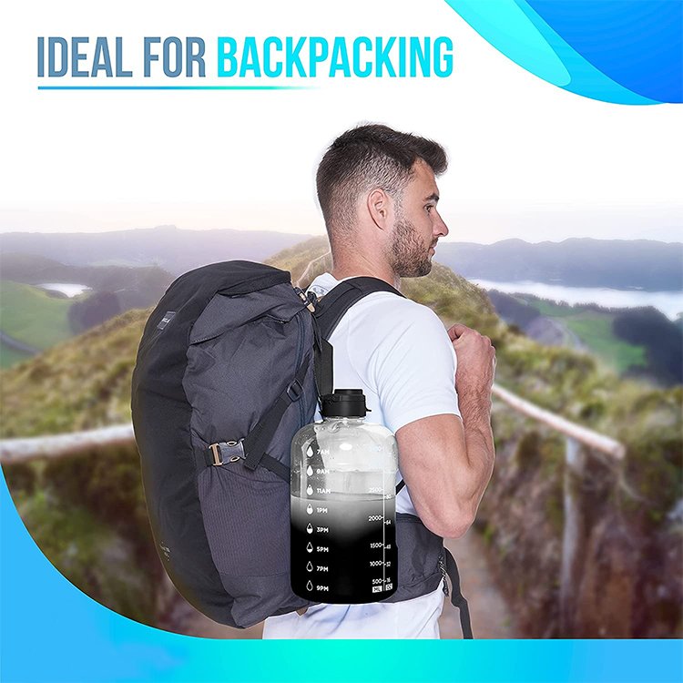 Large 1 Gallon Motivational Water Bottle with Time Marker & Straw Leakproof Gym and Outdoor Water Jug