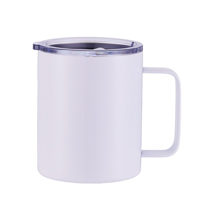 USA Warehouse Stocked RTS White Sublimation Blanks Tumbler with Handle 12 OZ Coffee Mug Stainless Steel Double Wall Insulated