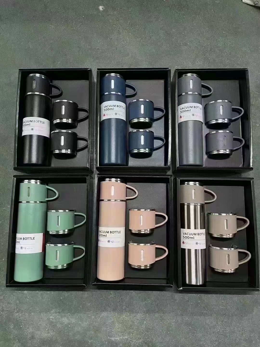 Stainless Steel Business Custom Vacuum Flask Insulated 17oz 500ml Coffee Cup Mug Glass Teacher Wine Tumbler Gift Set with 3 lids