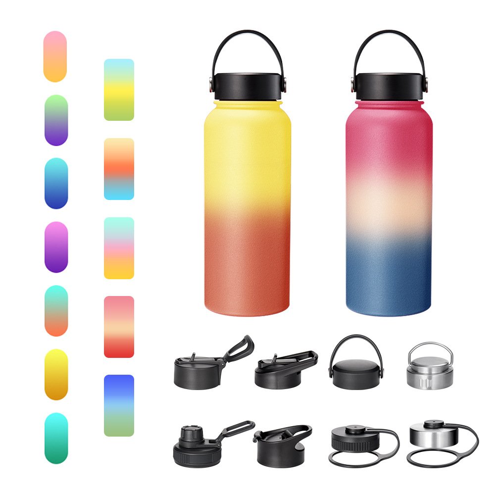 DWELLS Premium 350ml -2L Gradient Powder coated Water Bottle Wide Mouth Vacuum Insulated Stainless Steel Water Bottle