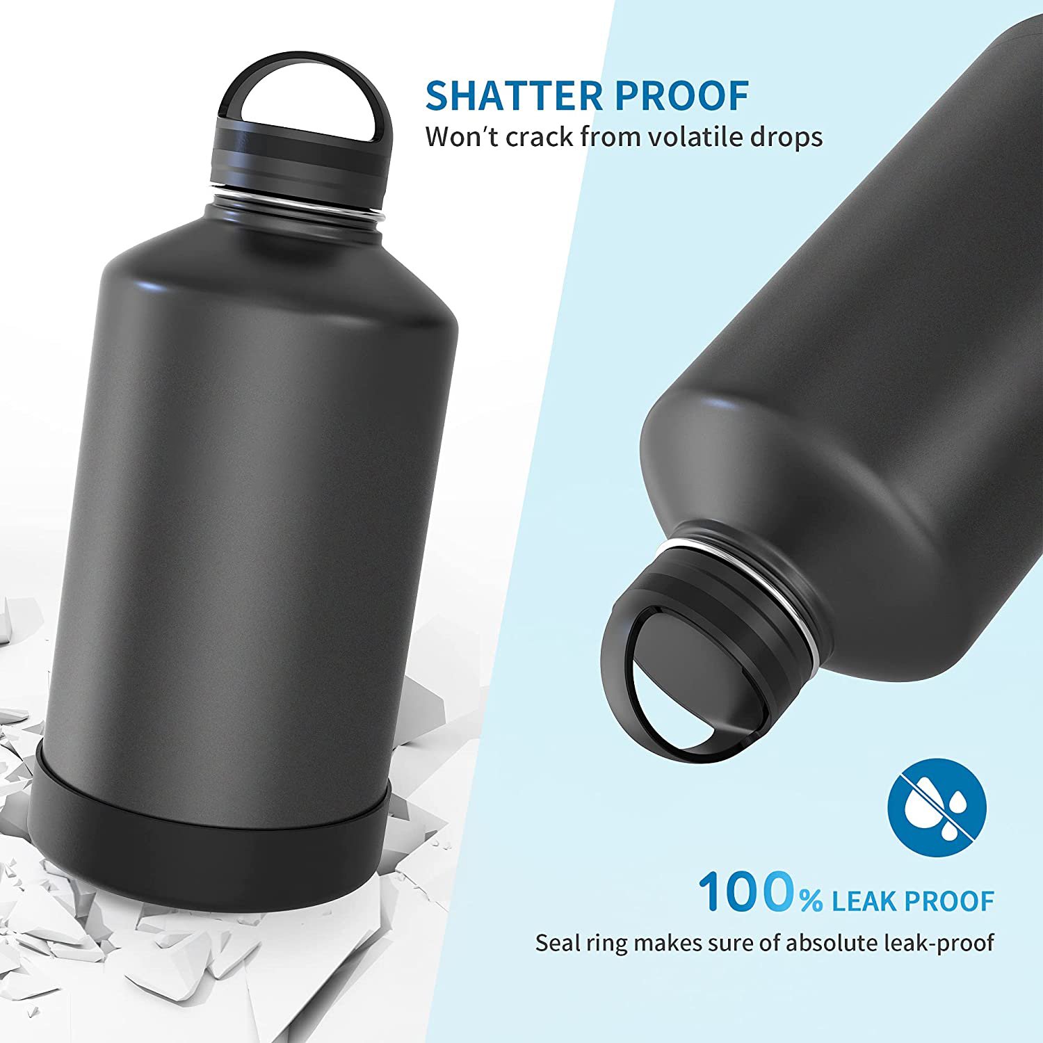 Fashion Design Stainless Steel Insulated Water Bottle Half Gallon 64 oz Beer Growler for Outdoor Camping