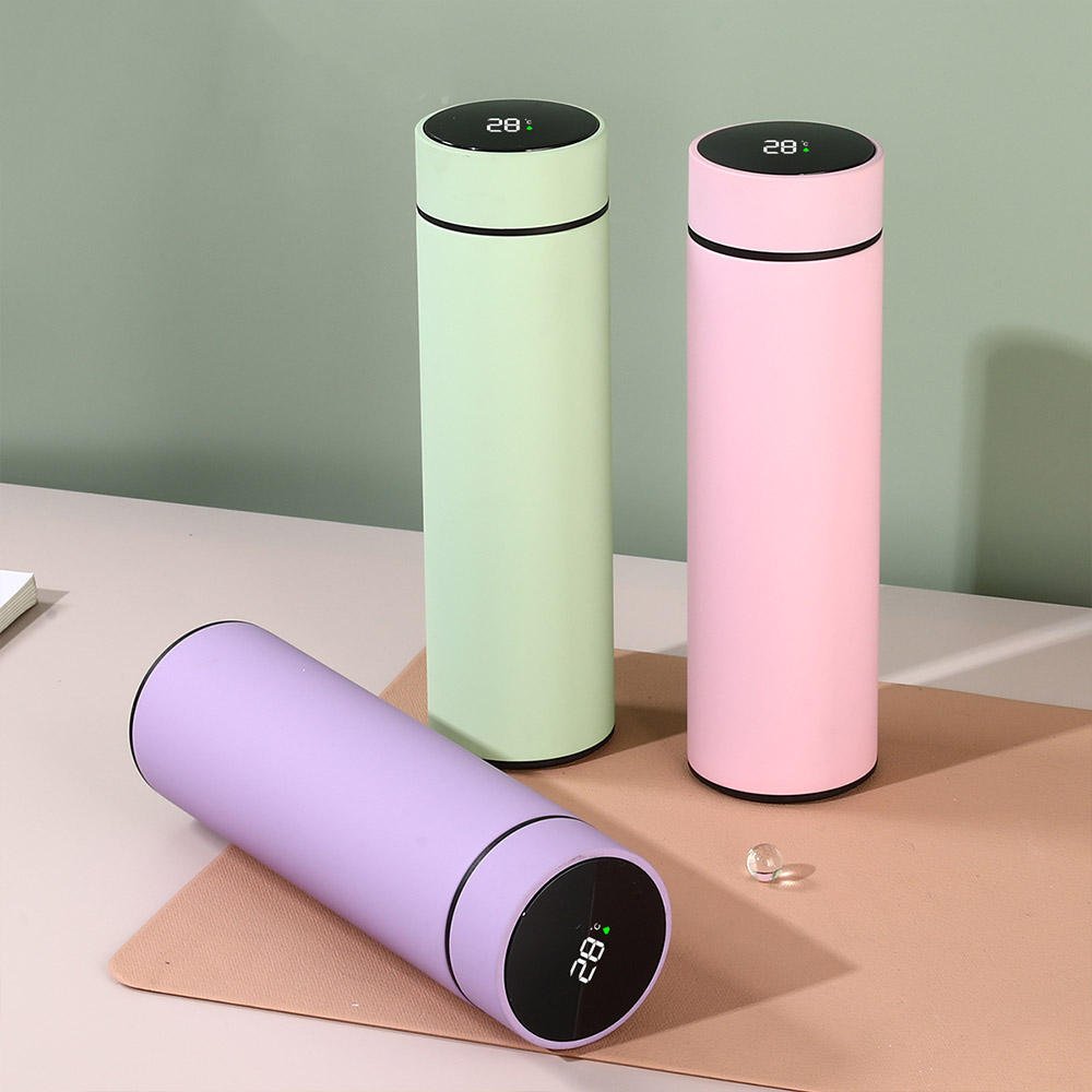 Custom Logo Digital Drinkware Vacuum Flask Stainless Steel LED Temperature Display Smart Water Bottles Cup