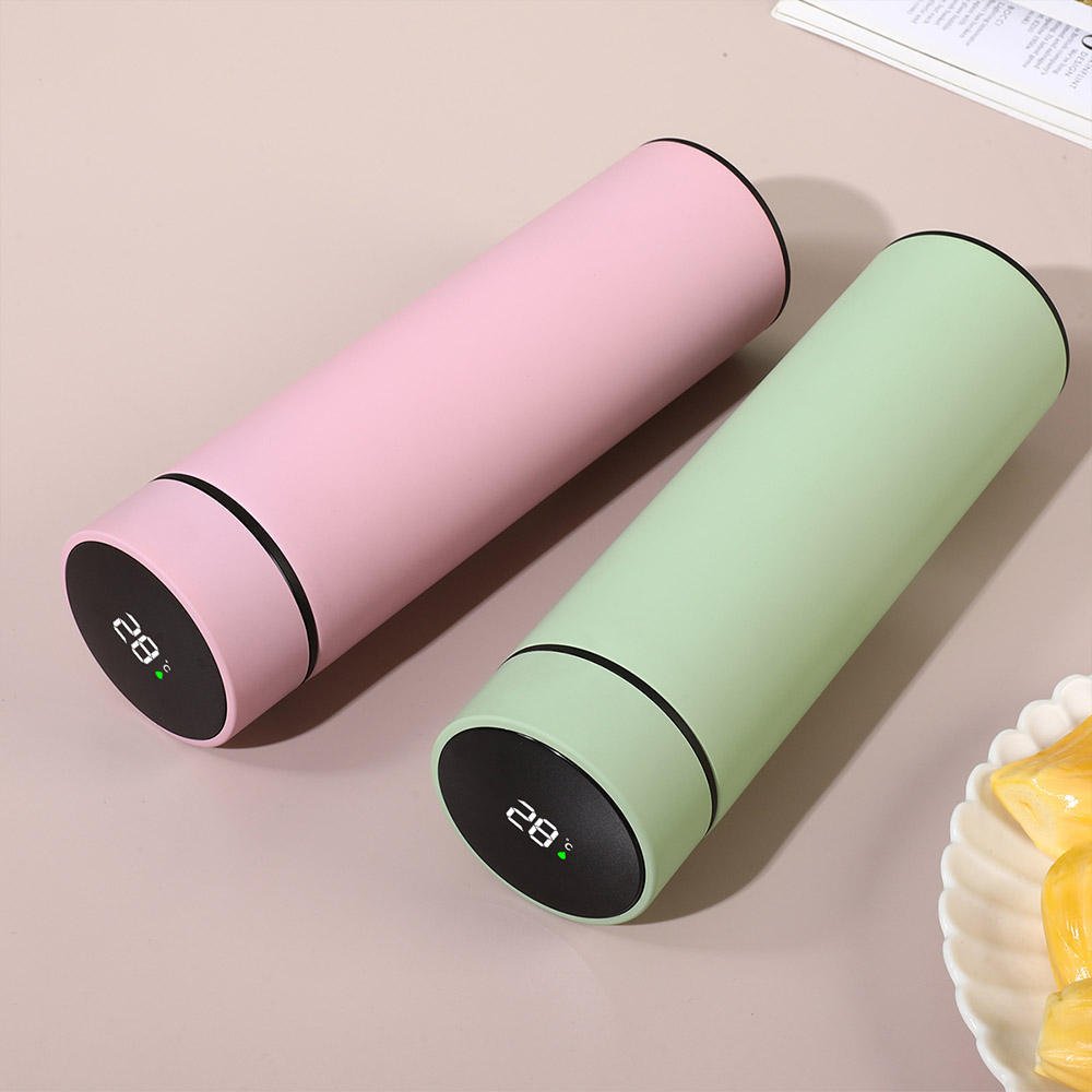 Custom Logo Digital Drinkware Vacuum Flask Stainless Steel LED Temperature Display Smart Water Bottles Cup