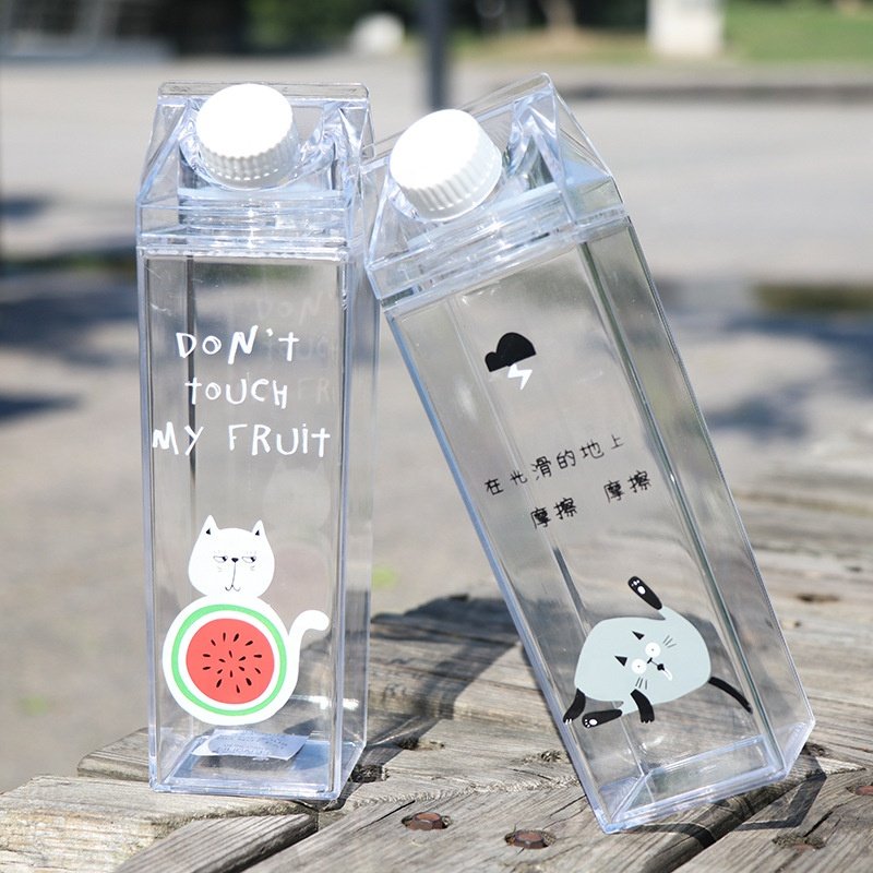 PS Material Plastic milk Bottle Fashionable square shape Sports Water Bottle