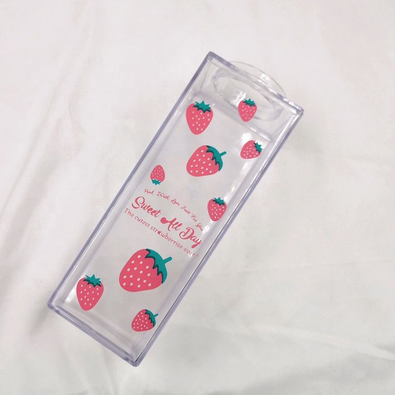 PS Material Plastic milk Bottle Fashionable square shape Sports Water Bottle