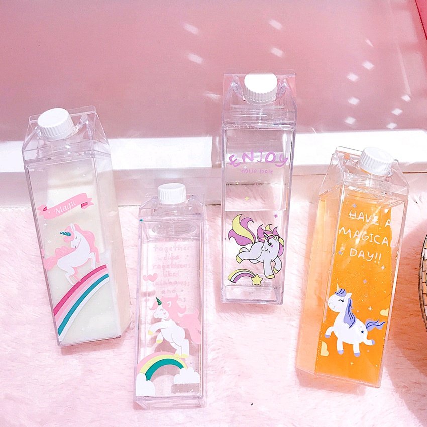 PS Material Plastic milk Bottle Fashionable square shape Sports Water Bottle