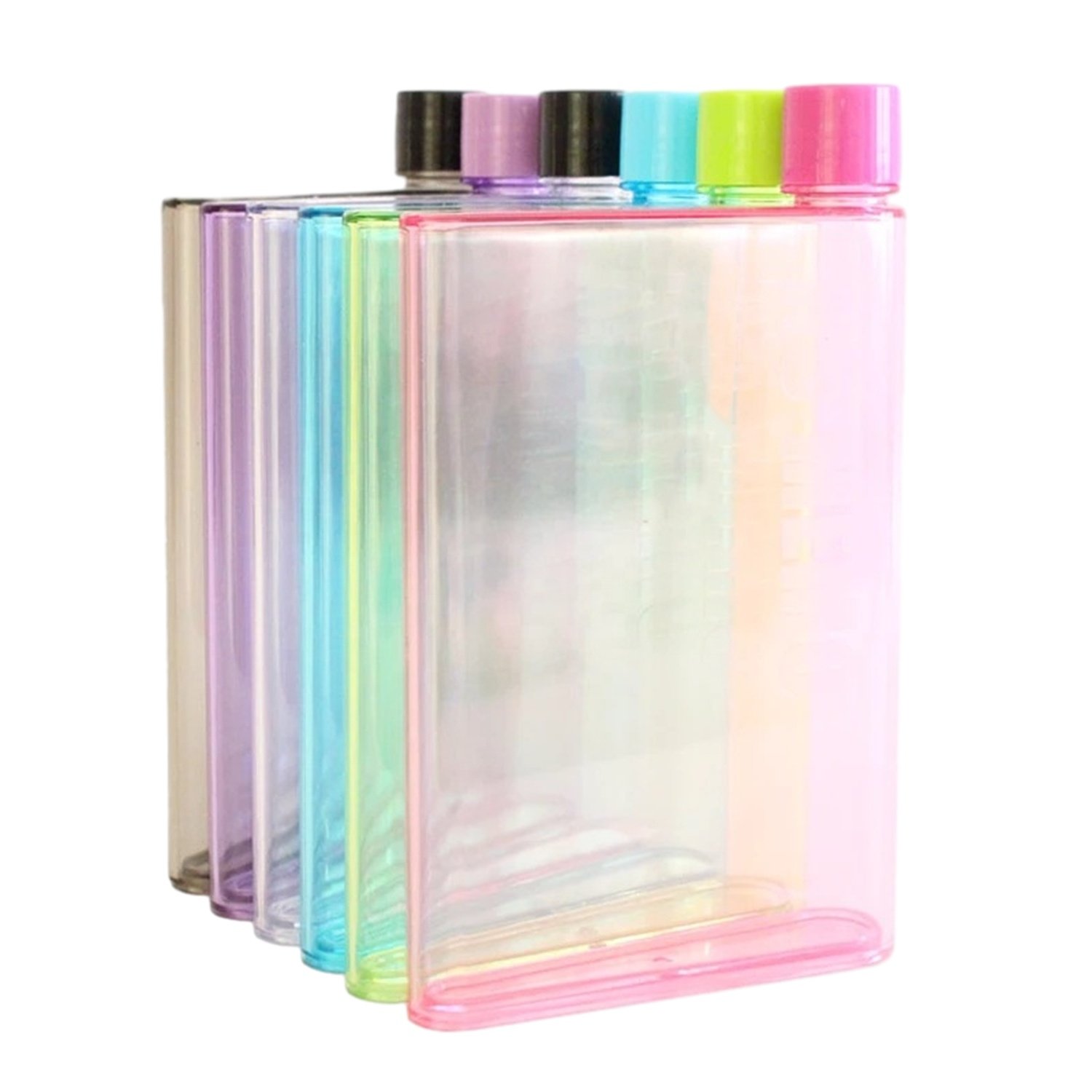 A6 Square Flat Plastic Notebook Water Bottle 350ML Plastic Clear Water Bottle