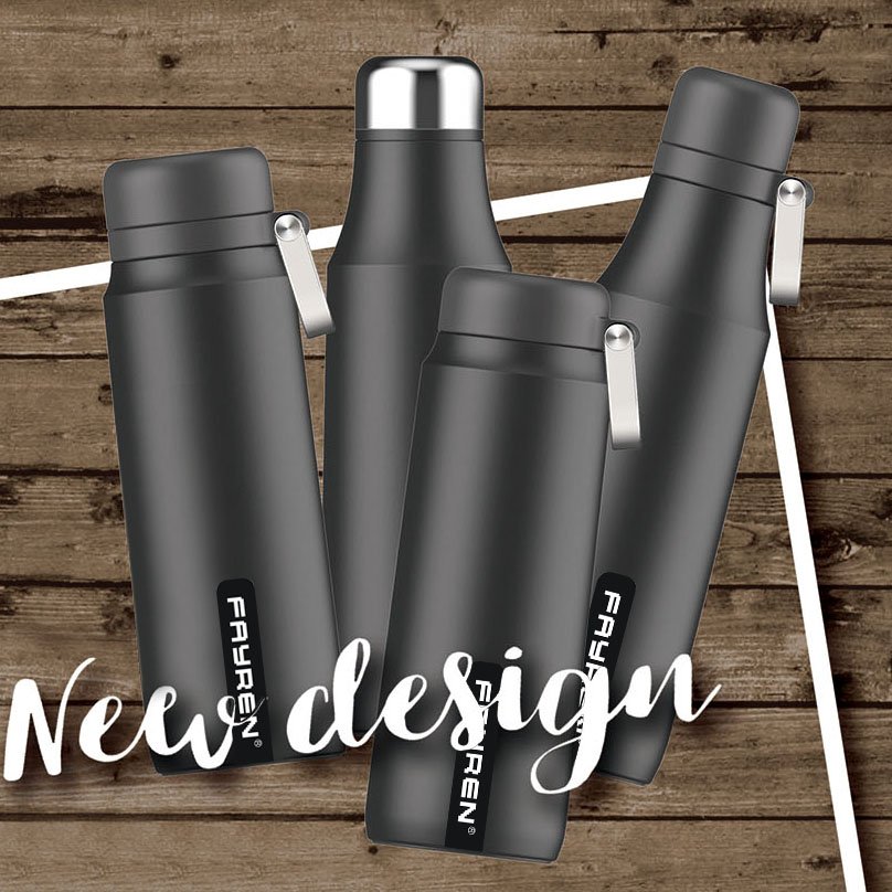 fayren 2019 new Stainless Steel Double-Walled Vacuum Insulated Leak-Proof Water Bottle with rubber handle