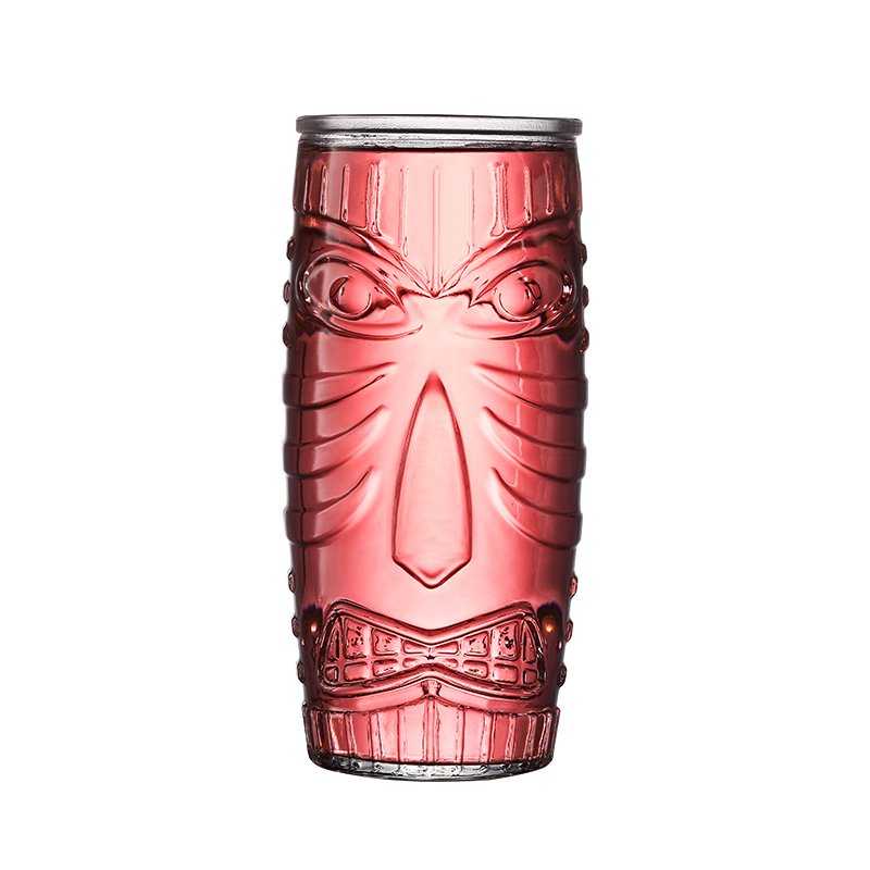 TIKI Cocktail Drinking Glasses Hawaiian Themed Drinks Mugs for Parties / Bar, Summer Punch Tiki Old Fashioned Tumbler