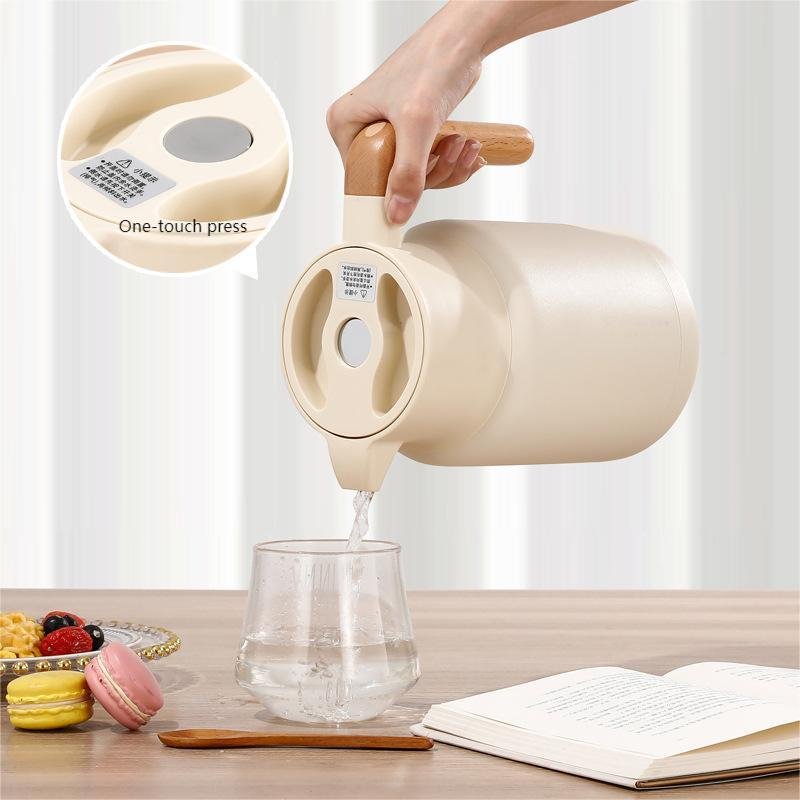 wholesale hot selling Stainless Steel Coffee Pot Insulation Thermal Wooden Vacuum Thermal Flask double wall insulation thermos