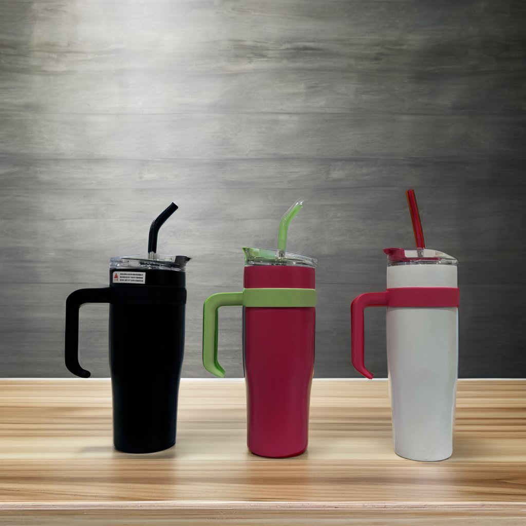 Extra Large 40oz Tumbler Insulated Stainless Steel Handle Cup Reusable Vacuum Water Bottle Office Coffee Mug With Straw