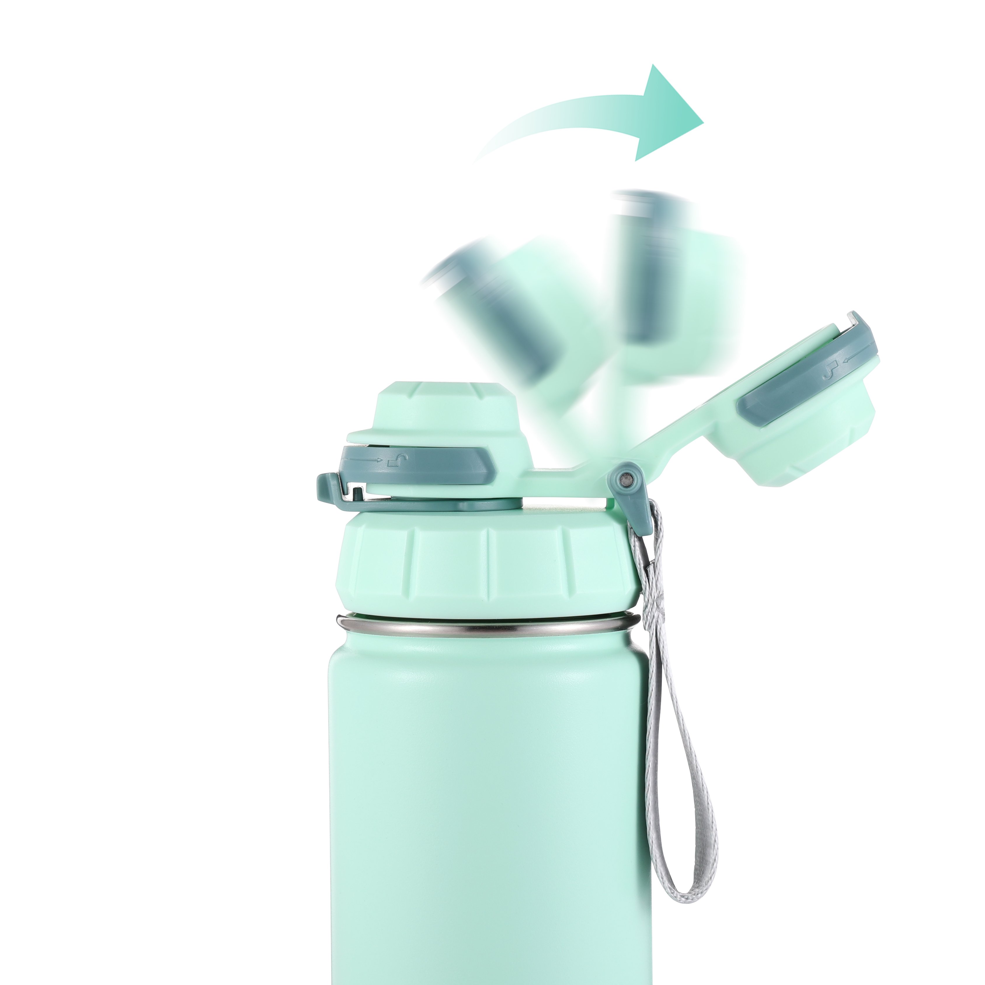 Everich New design lock direct drinking lid with wide mouth double wall stainless steel water bottles thermo flask