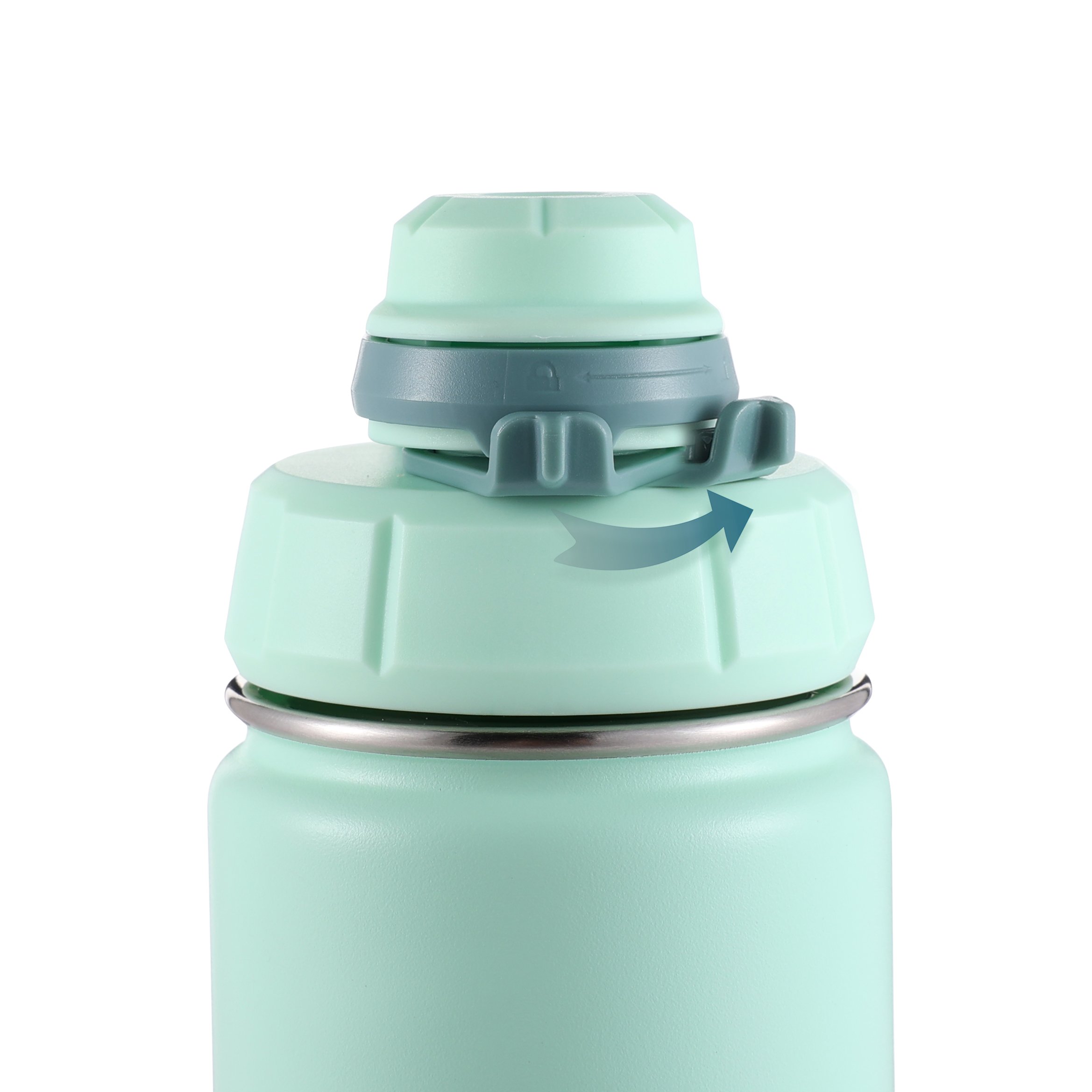 Everich New design lock direct drinking lid with wide mouth double wall stainless steel water bottles thermo flask