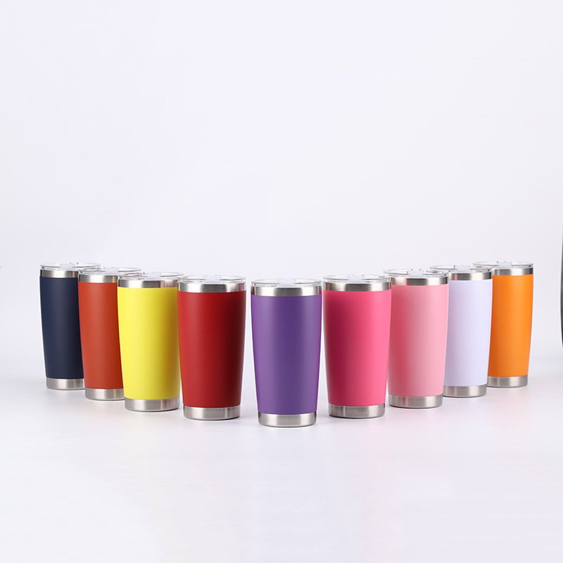 20oz vacuum insulated double wall Stainless Steel 304 powder coated tumbler coffee mug with magnetic slide lid
