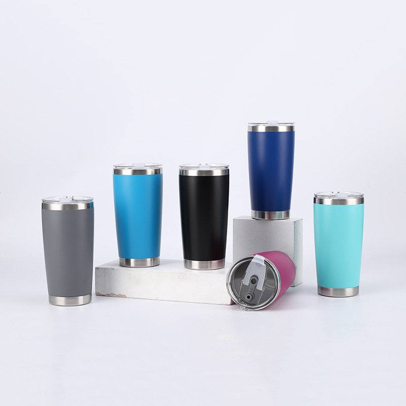 20oz vacuum insulated double wall Stainless Steel 304 powder coated tumbler coffee mug with magnetic slide lid