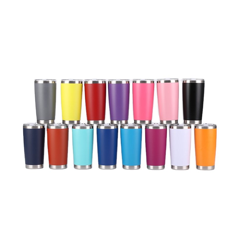 20oz vacuum insulated double wall Stainless Steel 304 powder coated tumbler coffee mug with magnetic slide lid