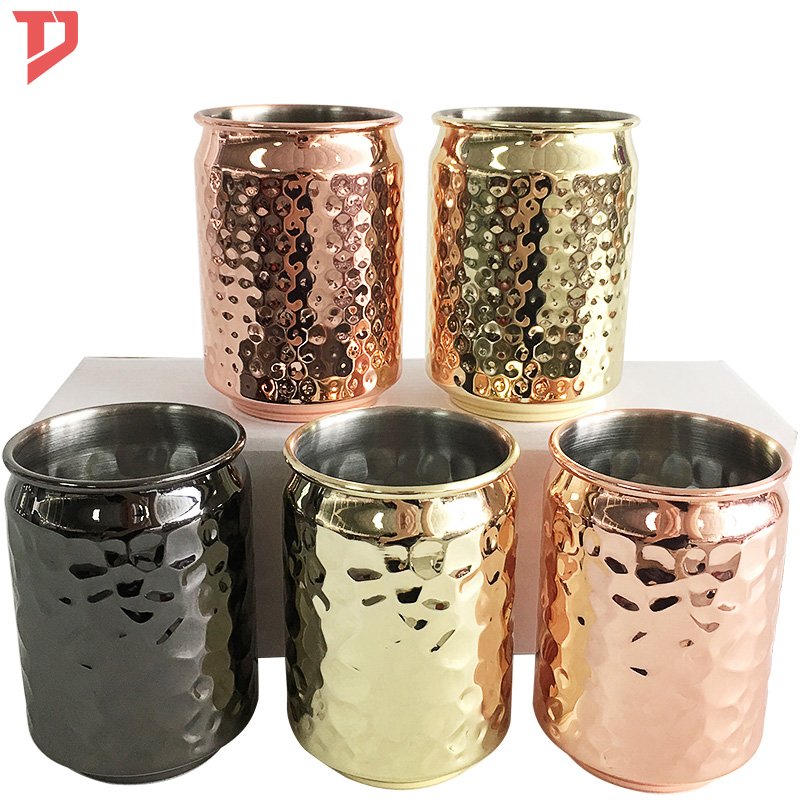 Custom 400ml 500ml Stainless Steel Mug Colorful Hammered Copper Drinking Cocktail Pop-top Beer Can Cup