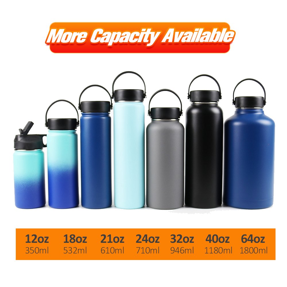 WUJOSUB Sublimation Thermos Flask Mug Portable Double Wall Stainless Steel Vacuum Sports Bottles with Straw