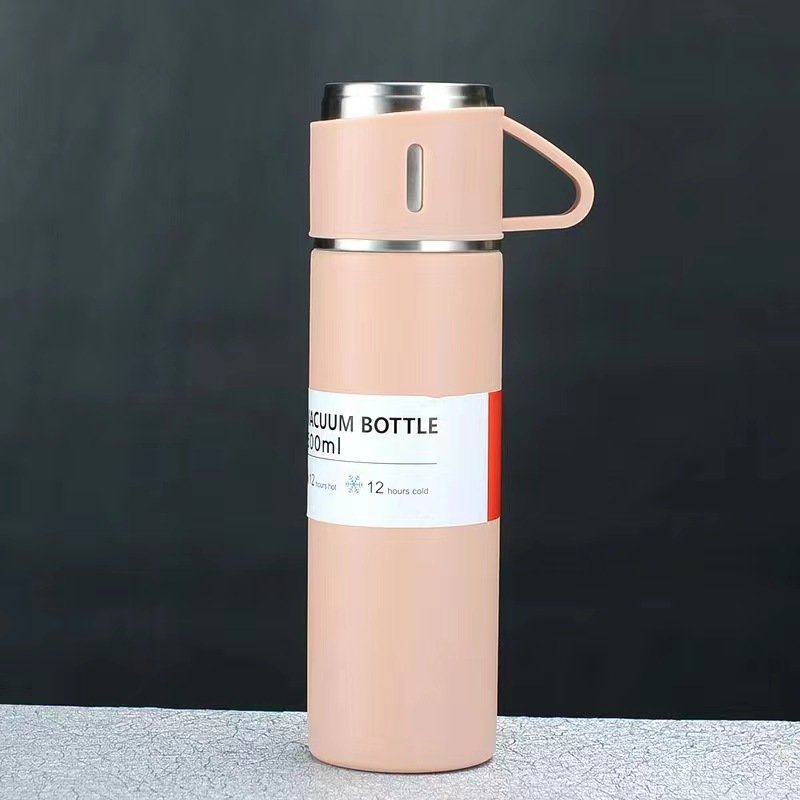 500ml Stainless Steel Vacuum Flask Gift Set Office Keep Warm And Cold Thermos Bottle With Cup Lid