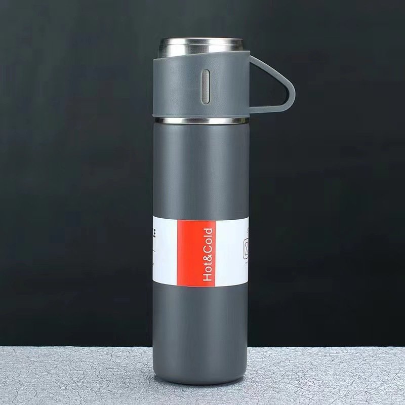 500ml Stainless Steel Vacuum Flask Gift Set Office Keep Warm And Cold Thermos Bottle With Cup Lid