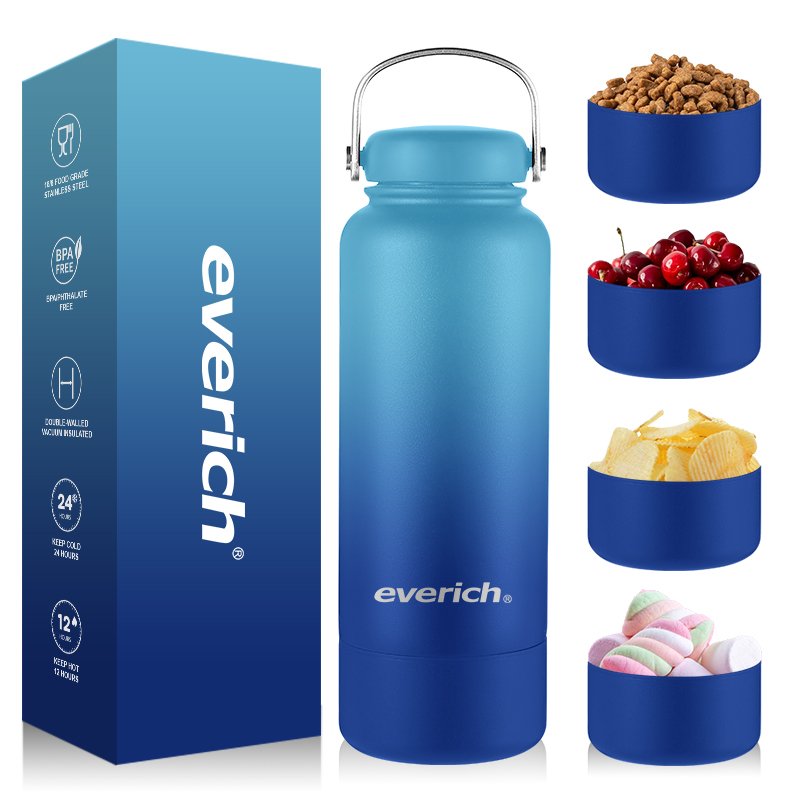 Wholesale OEM ODM 2 In 1 Vacuum Flask Stainless steel Thermos water Bottle with Food Container
