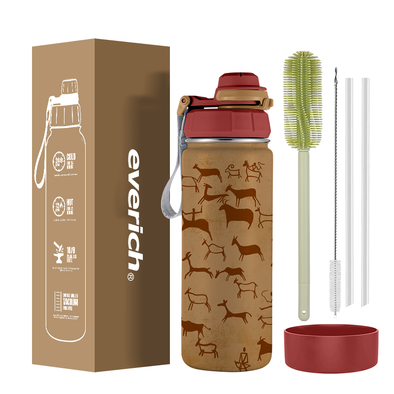 Christmas Gift Stainless Steel Insulated Vacuum Flasks Water Bottle Custom Painting and Logo With Gift Box