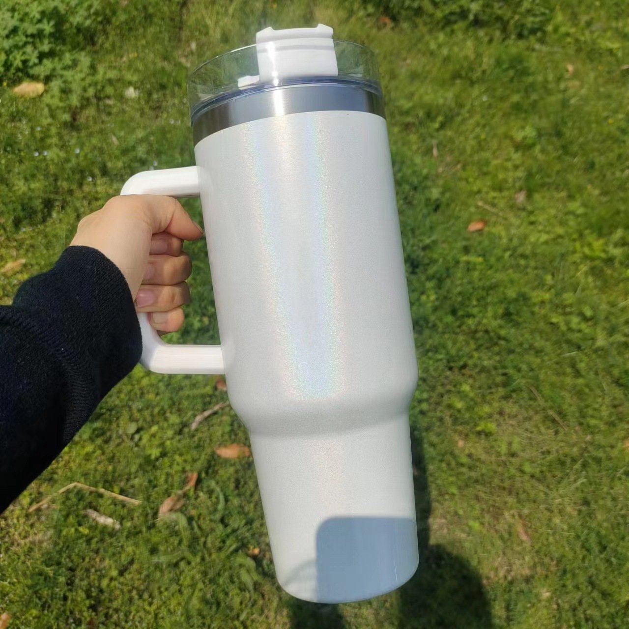 Large-Capacity Double-Layer Stainless Steel Vacuum Insulation 40 Oz Sublimation Rainbow Car Travel Mug