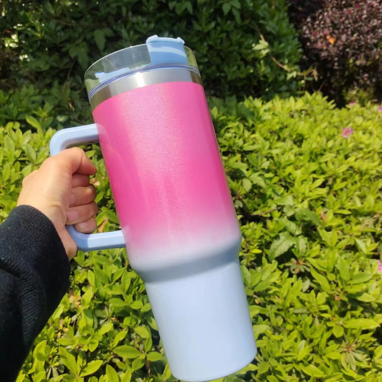 Large-Capacity Double-Layer Stainless Steel Vacuum Insulation 40 Oz Sublimation Rainbow Car Travel Mug