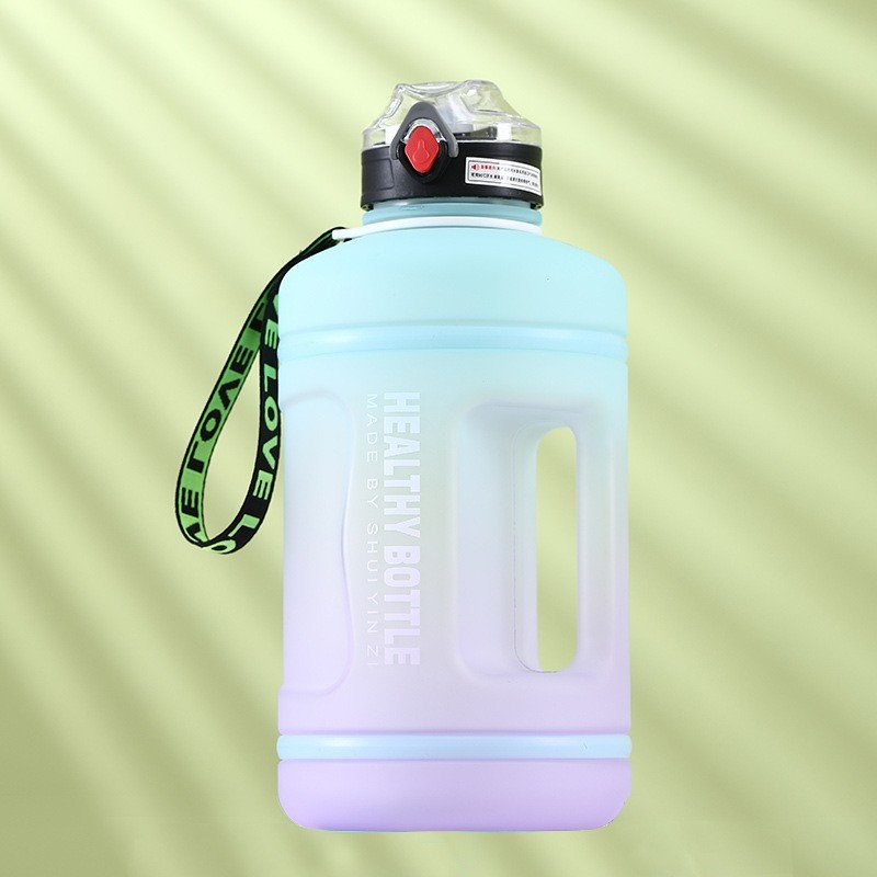 High quality 2200ml Motivational Reusable Water Bottles With Times To Drink BPA Free Frosted Plastic bottle with infuser