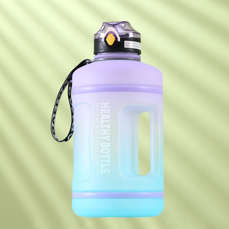 High quality 2200ml Motivational Reusable Water Bottles With Times To Drink BPA Free Frosted Plastic bottle with infuser