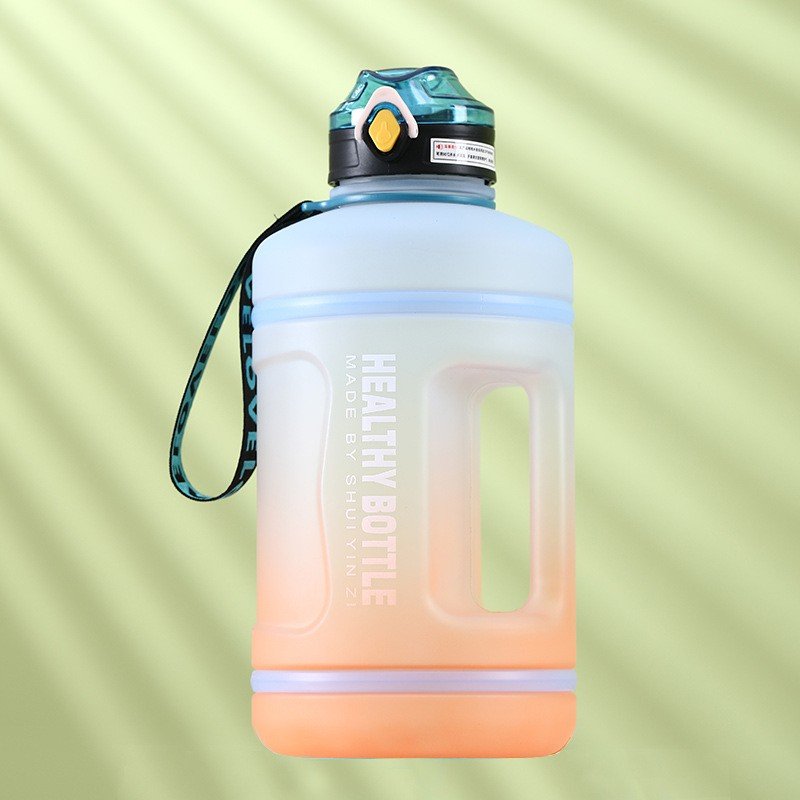 High quality 2200ml Motivational Reusable Water Bottles With Times To Drink BPA Free Frosted Plastic bottle with infuser