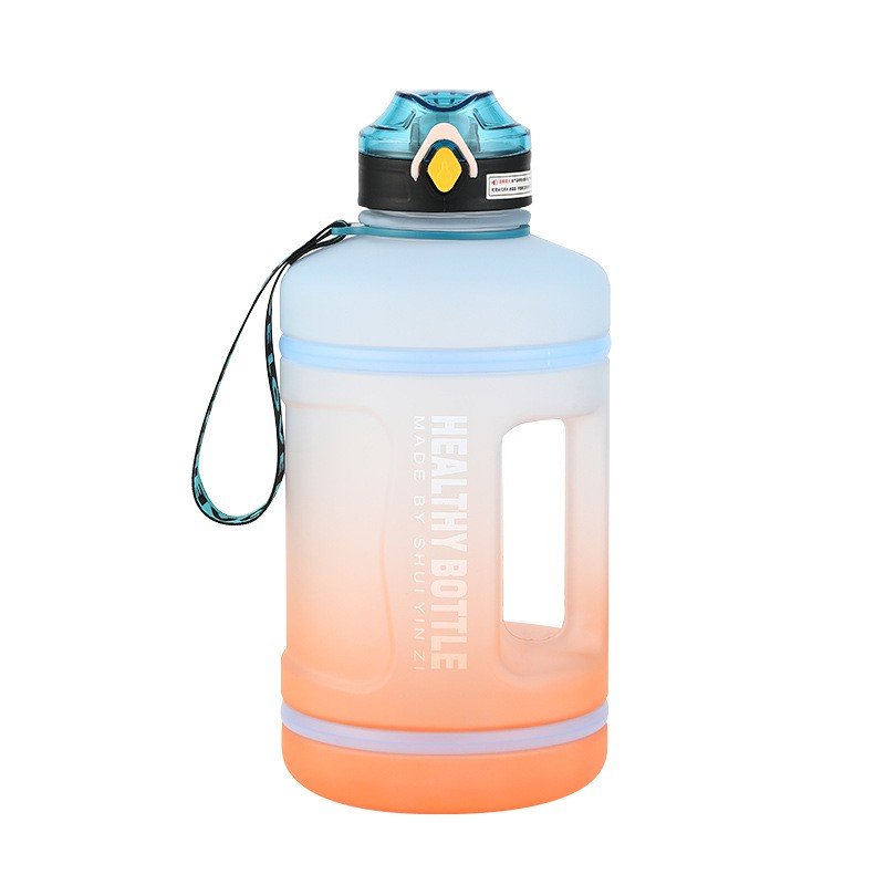High quality 2200ml Motivational Reusable Water Bottles With Times To Drink BPA Free Frosted Plastic bottle with infuser