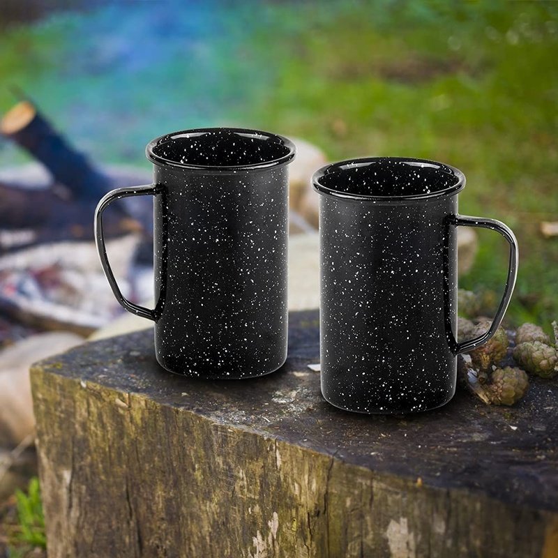 FACTORY PRICE sublimation blank self design black custom logo beer tea gift cup color camping coffee enamel mug with handle