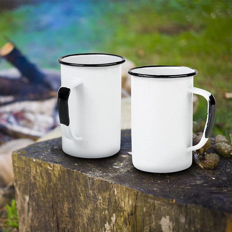FACTORY PRICE sublimation blank self design black custom logo beer tea gift cup color camping coffee enamel mug with handle