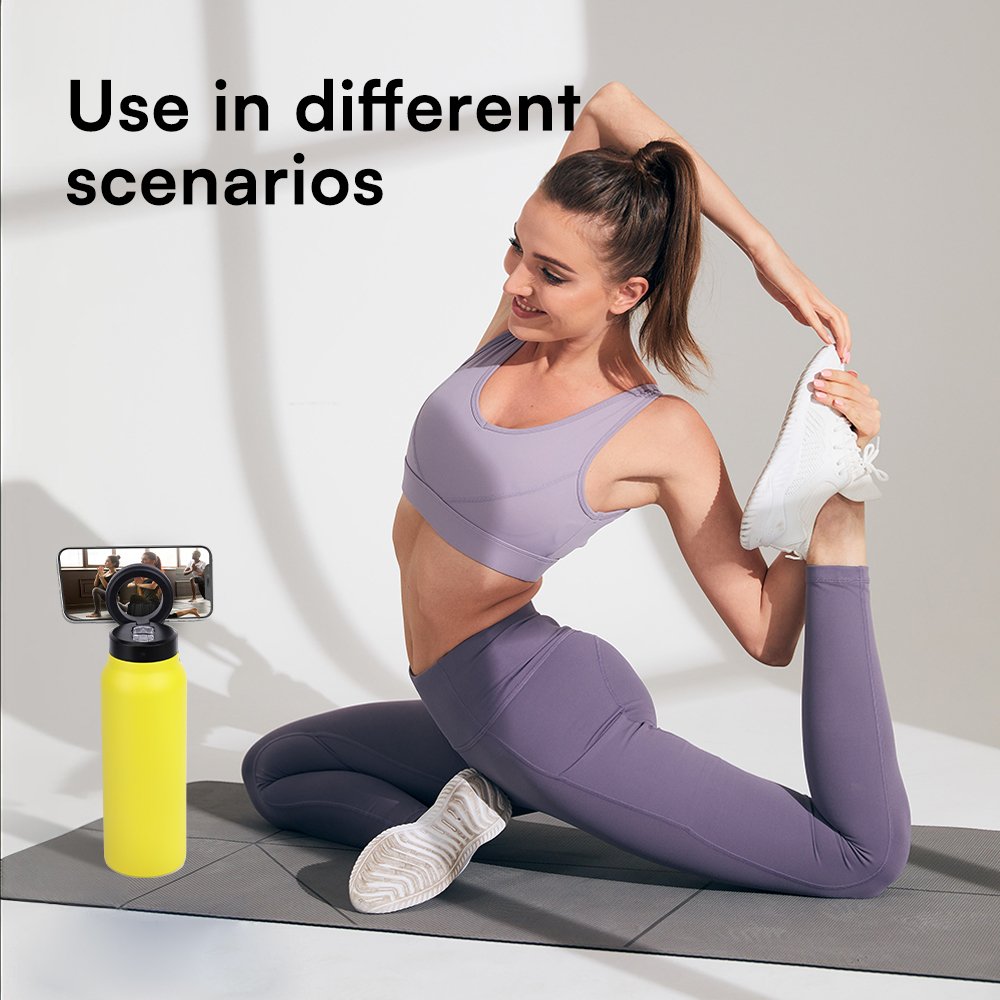 magnetic suction cover vacuum flask Insulated Drink Bottle 24oz Steel Flask with Mag Lid and Phone Holder