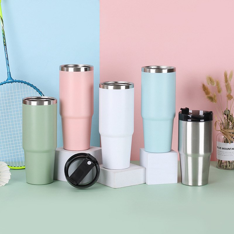 Gradient Flash Coffee Cup 304 Stainless Steel 20 30oz Insulated Travel Mug Glitter Double Walled Straw Tumbler