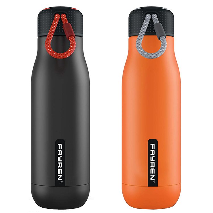 FAYREN ECO Friendly Double Wall Stainless Steel Insulated Thermal Vacuum Flask Thermoses With Rope Lid