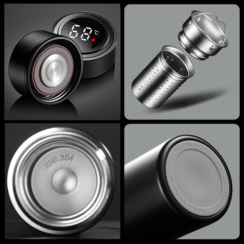 500ml Termo Thermos Bottle Cup Flask Led Temperature Display Stainless Steel Smart Water Bottle With Filter Infuser