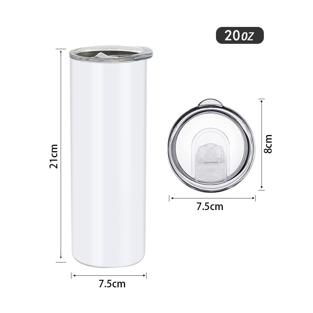 Ready to Ship wholesale 20 oz white blank skinny stainless steel sublimation tumblers straight USA Warehouse