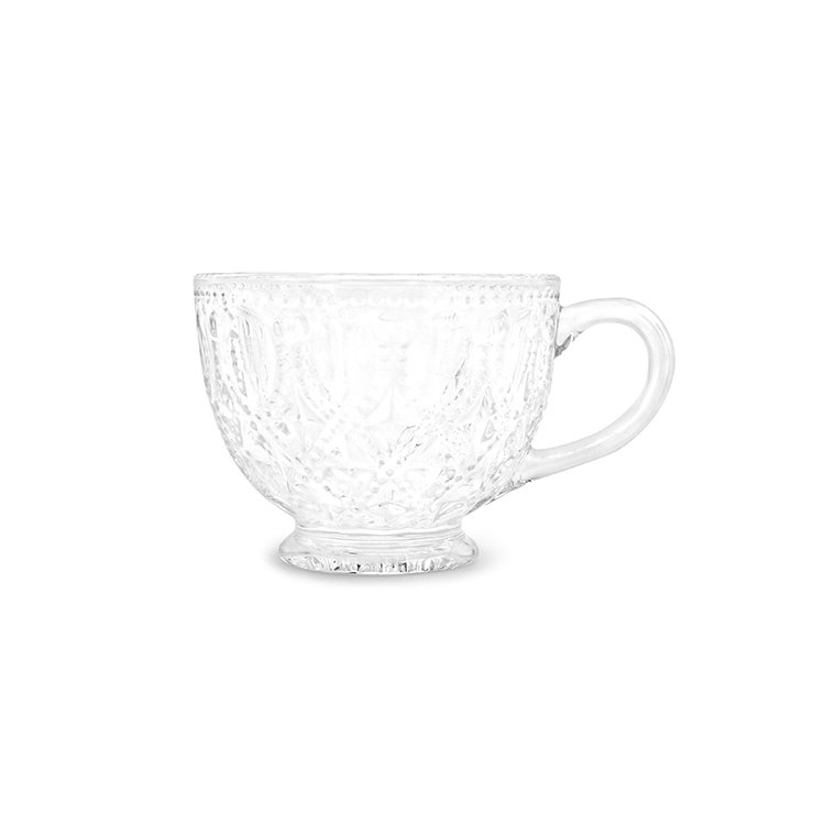 Vintage glass dessert cups embossed glass coffee mugs for hotel cafe