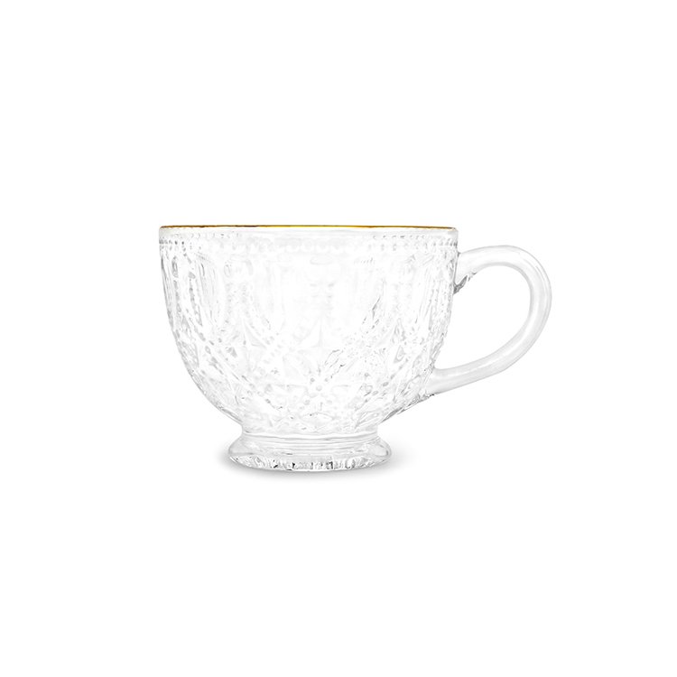 Vintage glass dessert cups embossed glass coffee mugs for hotel cafe
