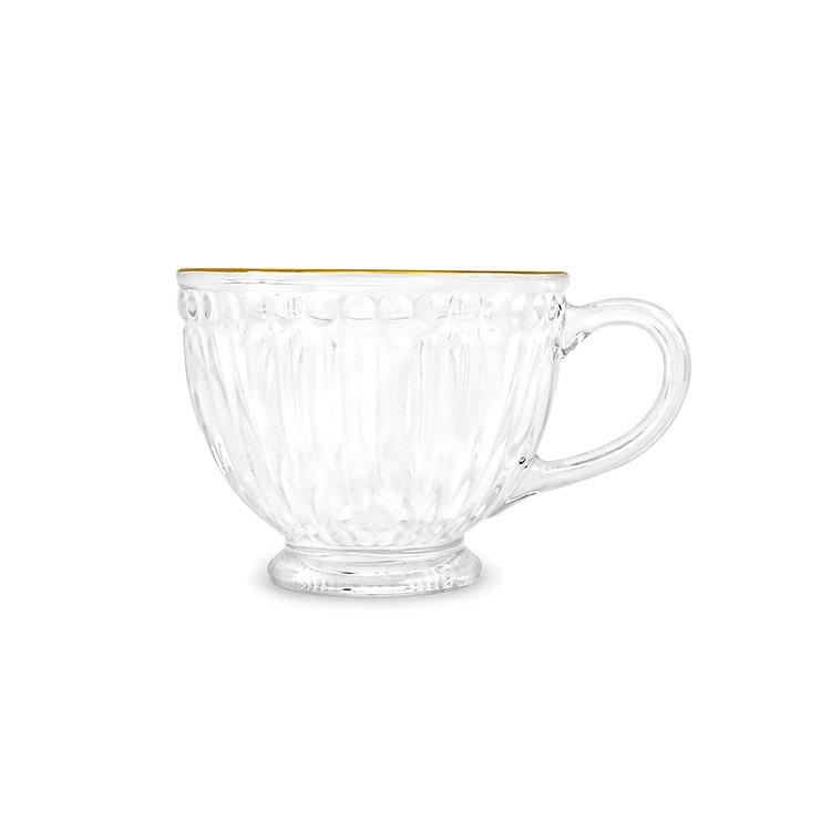 Vintage glass dessert cups embossed glass coffee mugs for hotel cafe