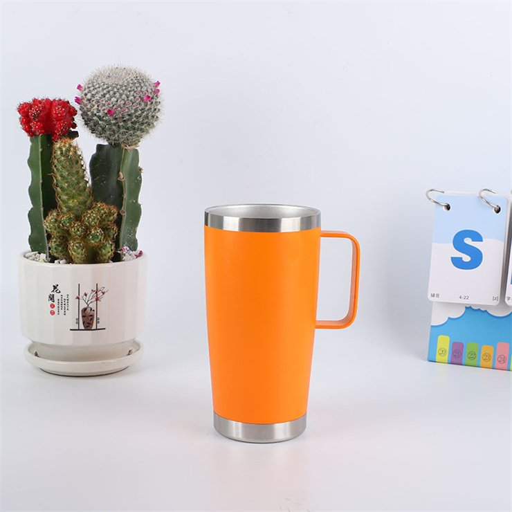20oz travel cup Insulated stainless steel tumbler with handle Double Wall Vacuum Thermal Reusable Portable Coffee mug