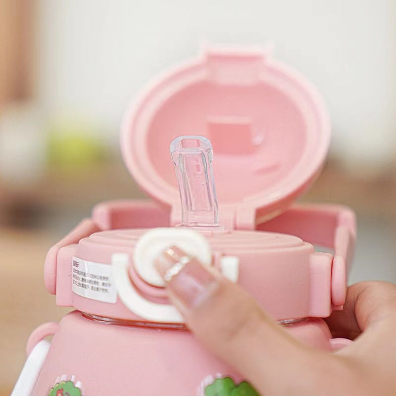 Large-capacity high-value gift kettle simple niche net red anti-fall student strap plastic belly water bottle