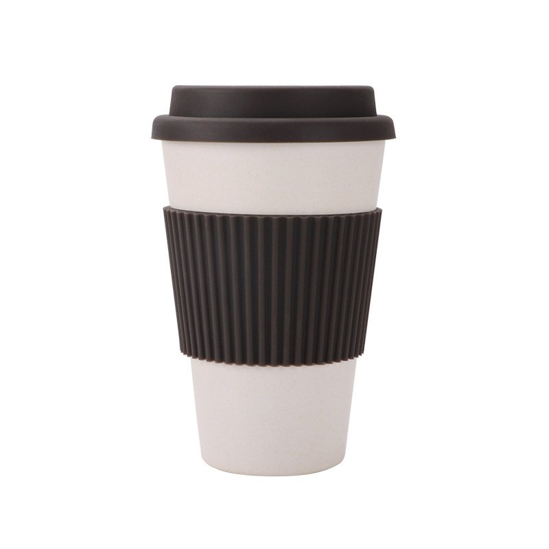 Creative Eco-friendly Custom Printed Reusable recycled Plastic BambooPET RPET Travel Coffee Mug Cup with Silicone Sleeve and Lid