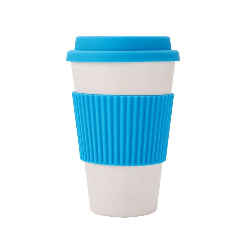 Creative Eco-friendly Custom Printed Reusable recycled Plastic BambooPET RPET Travel Coffee Mug Cup with Silicone Sleeve and Lid